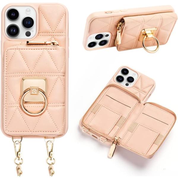 ショルダーストラップ リング付 カード収納 ミニ財布 iPhone 14/14Pro/14Plus/...