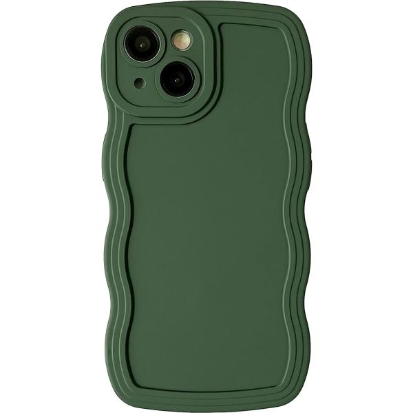 iPhone14シリーズ カメラレンズ保護 シリコン 波状グリップ カバー ダークグリーン 14/1...