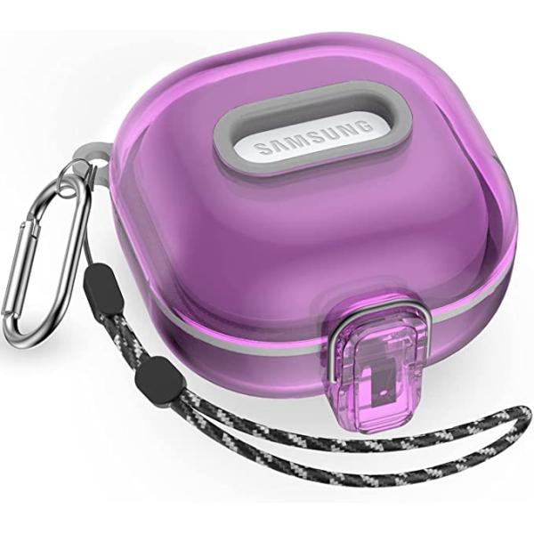 Galaxy ギャラクシー バッズ ケース 耐衝撃 落下防止 収納ケース クリアパープル ポリカーボ...