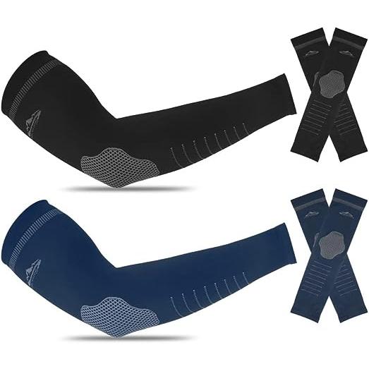 即納 冷感 アームカバー 熱中症対策 UVカット ひんやり クール 冷却 ブラック/ネイビー 4枚セ...