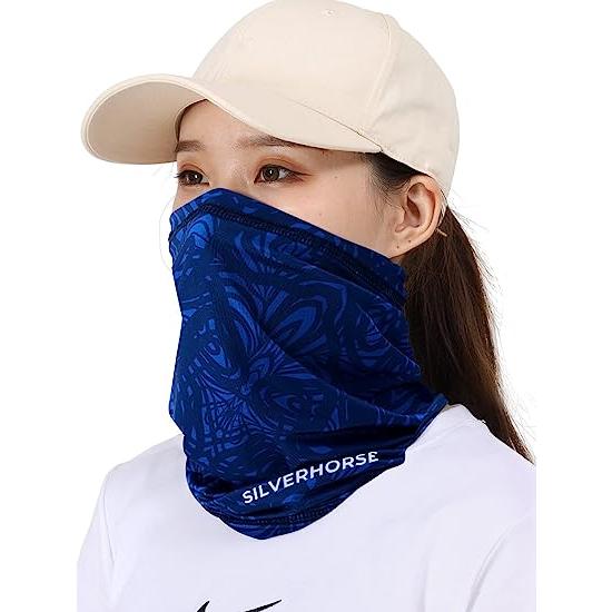 即納 紫外線対策 日焼け防止 UVカット ネックガード ユニセックス フェイスカバー ブルー 息苦し...