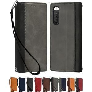 即納 ソニー エクスペリア 手帳型 ケース グレー ブラック SONY Xperia 10 V SO...