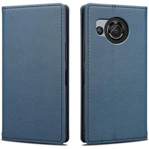 即納 AQUOS R8 / R8Pro スマホケース 手帳型 ブルー カード収納 PUレザー スタン...