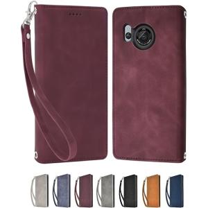 即納 AQUOS R8 / R8Pro スマホケース 手帳型 クリムゾン カード収納 ストラップ ス...