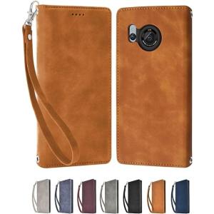 即納 AQUOS R8 / R8Pro スマホケース 手帳型 ブラウン カード収納 ストラップ スタ...