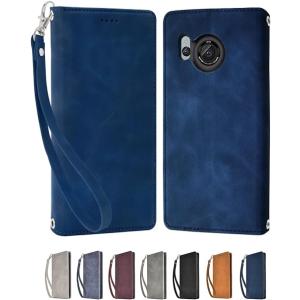 即納 AQUOS R8 / R8Pro スマホケース 手帳型 インディゴブルー カード収納 ストラッ...