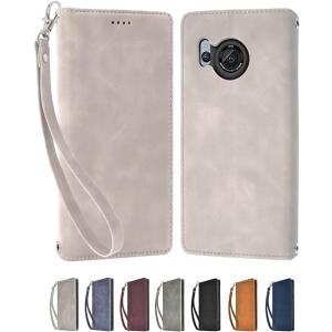 即納 AQUOS R8 / R8Pro スマホケース 手帳型 グレー カード収納 ストラップ スタン...