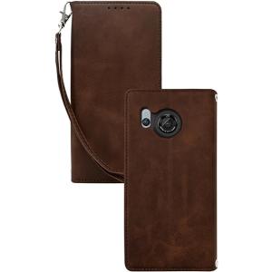 即納 AQUOS R8 / R8Pro スマホケース 手帳型 ダークブラウン カード収納 ストラップ...