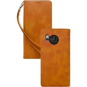 即納 AQUOS R8 / R8Pro スマホケース 手帳型 ライトブラウン カード収納 ストラップ...