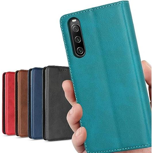 即納 ソニー エクスペリア 手帳型 ケース レトロ ターコイズ SONY Xperia 10 V S...