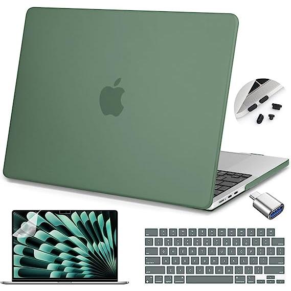 マックブック エアー 15 インチ 2023 A2941 M2 チップ ケース カバー マットグリー...