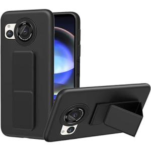 即納 AQUOS R8 / R8Pro スマホケース ブラック グリップ バンド TPU シリコン ...