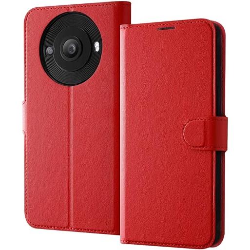即納 AQUOS R8 / R8Pro スマホケース 手帳型 レッド カード収納 スタンド ワイヤレ...