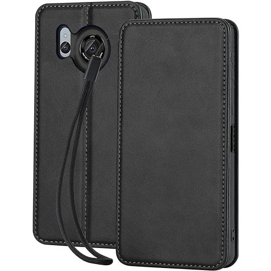 即納 AQUOS R8 / R8Pro スマホケース 手帳型 ブラック カード収納 ストラップ スタ...