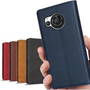 即納 AQUOS R8 / R8Pro スマホケース 手帳型 レトロ ネイビー カード収納 全面保護...