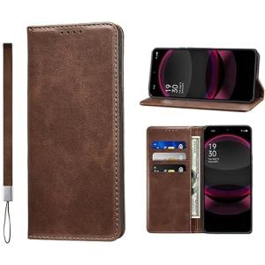 即納 AQUOS R8 / R8Pro スマホケース 手帳型 ダークブラウン カード収納 ストラップ...