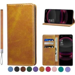 即納 AQUOS R8 / R8Pro スマホケース 手帳型 ブラウン カード収納 ストラップ付き ...