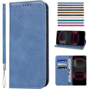 即納 AQUOS R8 / R8Pro スマホケース 手帳型 ブルー カード収納 ストラップ付き ス...