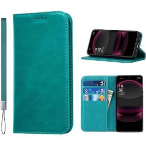 即納 AQUOS R8 / R8Pro スマホケース 手帳型 ターコイズ カード収納 ストラップ付き...