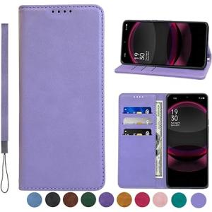 即納 AQUOS R8 / R8Pro スマホケース 手帳型 ライトパープル カード収納 ストラップ...