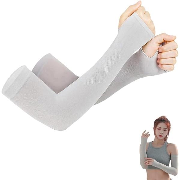 即納 冷感 アームカバー 熱中症対策 UVカット ひんやり クール 冷却 グレー 2枚セット 吸汗速...