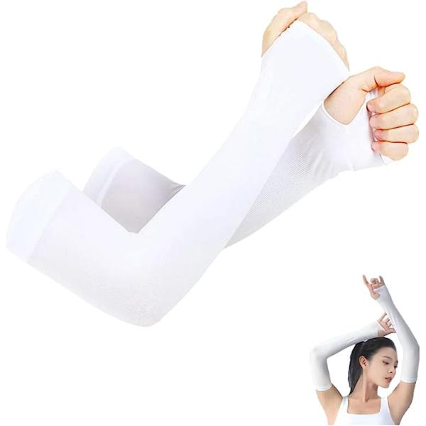 即納 冷感 アームカバー 熱中症対策 UVカット ひんやり クール 冷却 ホワイト 2枚セット 吸汗...