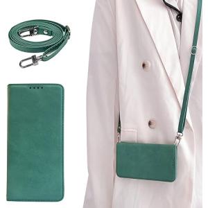 即納 AQUOS R8 / R8Pro スマホケース 手帳型 グリーン ショルダー カード収納 スタ...
