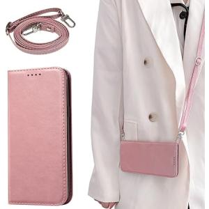 即納 AQUOS R8 / R8Pro スマホケース 手帳型 ローズゴールド ショルダー カード収納...