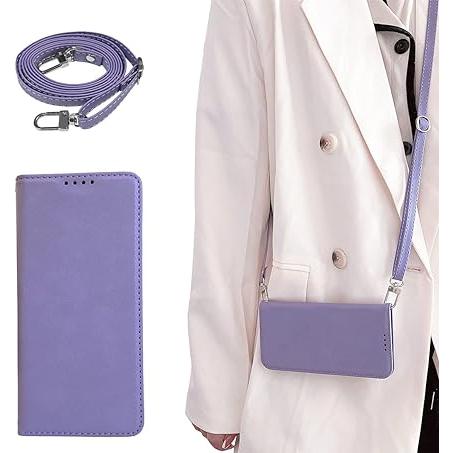 即納 AQUOS R8 / R8Pro スマホケース 手帳型 ライトパープル ショルダー カード収納...