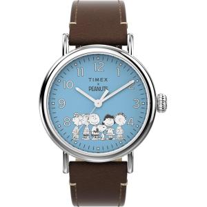即納 TIMEX タイメックス 腕時計 Peanuts スヌーピー ウォーターベリー TW2V89800 ブラウン/ブルー レザー 海外モデル リストウォッチ 日本未発売