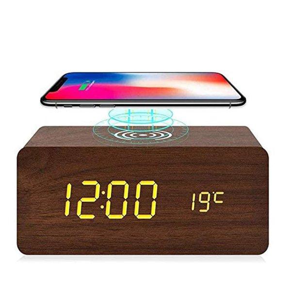 即納 iPhone/Android Qi ワイヤレス充電器 ワイヤレスチャージャー 目覚まし時計 置...