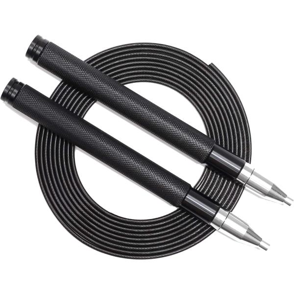 即納 トレーニング なわとび 縄跳び ジャンプロープ ジムロープ ワイヤーロープ ブラック エクササ...