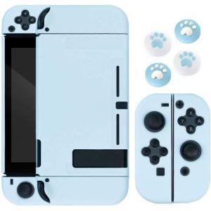 即納 任天堂 Nintendo Switch スイッチ ケース カバー スカイブルー ジョイスティックカバー付き 衝撃吸収 保護カバー あつ森