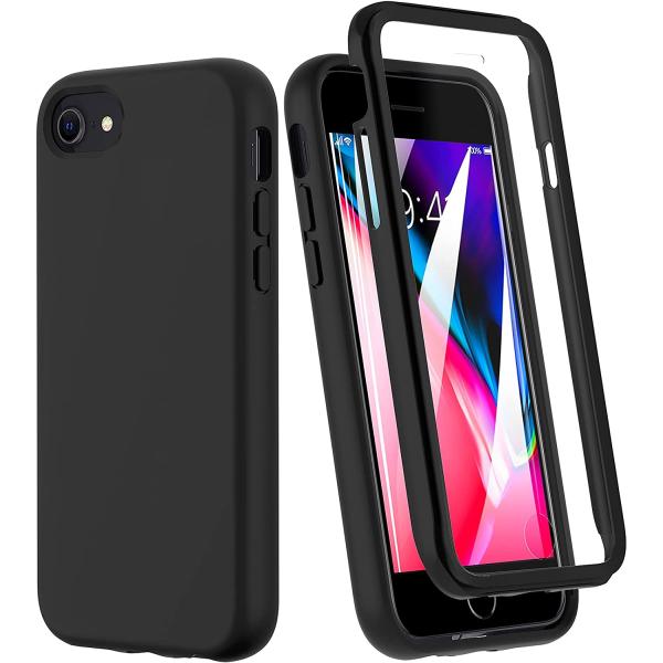 iPhone SE3/SE2/8/7 対応 2022 ケース シリコン 360°保護 ブラック 4....