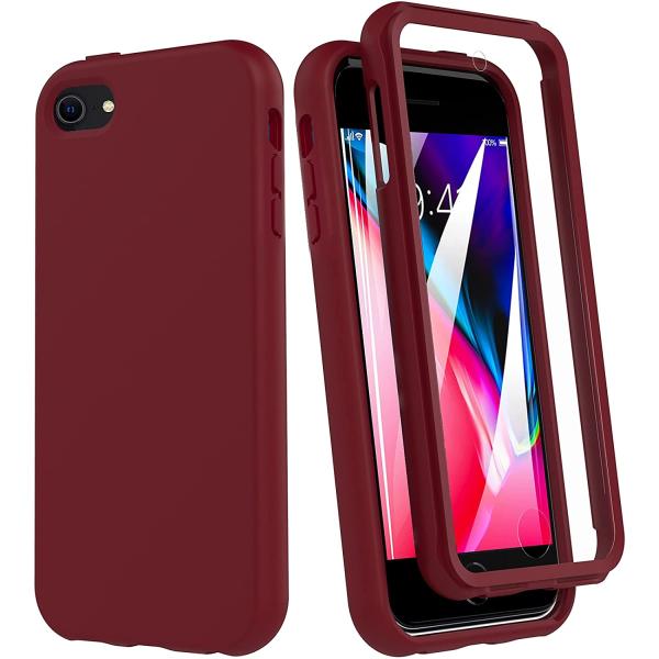 iPhone SE3/SE2/8/7 対応 2022 ケース シリコン 360°保護 レッド 4.7...