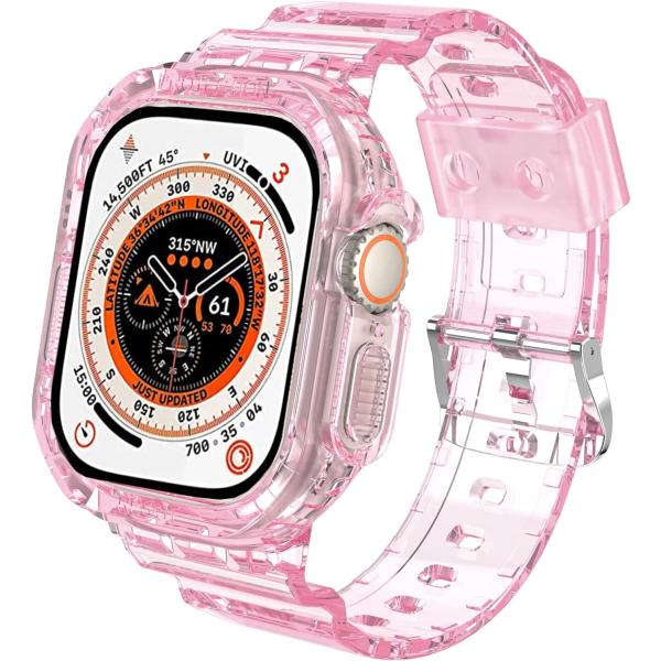 即納 クリアバンド 一体型 TPU 透明 クリア/ピンク 耐衝撃 傷つき防止 保護 ケース カバー ...