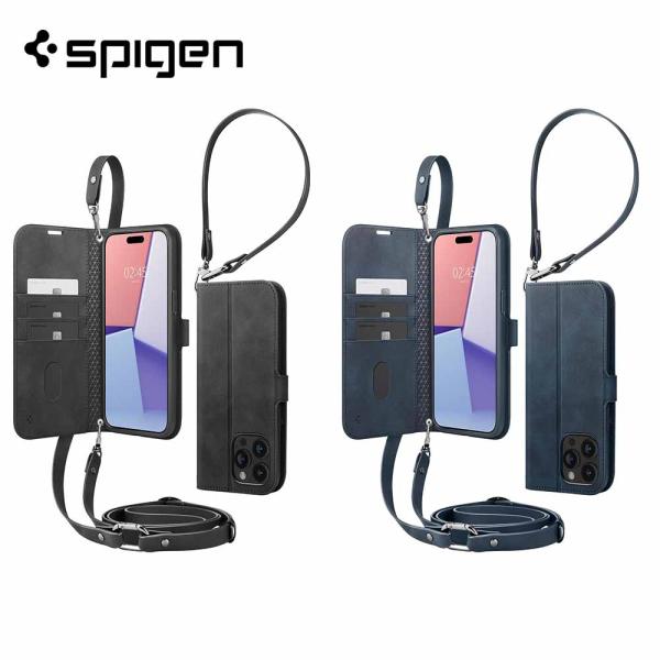 Spigen シュピゲン 手帳型 財布 ショルダーストラップ ウォレットSプロ 全2色 iPhone...