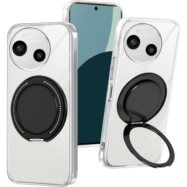 即納 アクオス AQUOS R9 リング スタンド機能 透明 クリア ケース 耐衝撃 軽量 スマホケ...