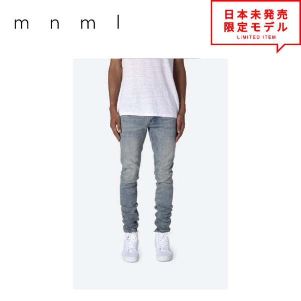 mnml ミニマル デニムパンツ M5 Denim｜ブルー 裾ジップ ストレート デニム パンツ ジ...