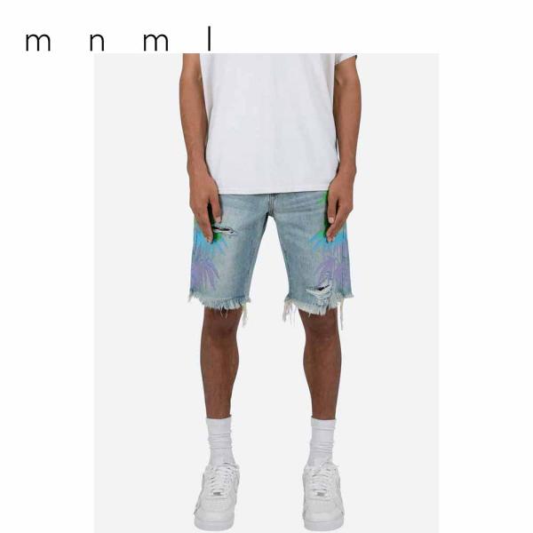 即納 mnml ミニマル R468 PALM DENIM SHORTS ライトブルー ショートパンツ...