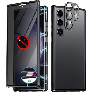覗き見防止 アルミ ブラック マグネット式 カメラ保護 全面保護 耐衝撃 ワイヤレス充電 Galaxy ギャラクシー S23 / S23Ultra 2023 ケース カバー 送料無料