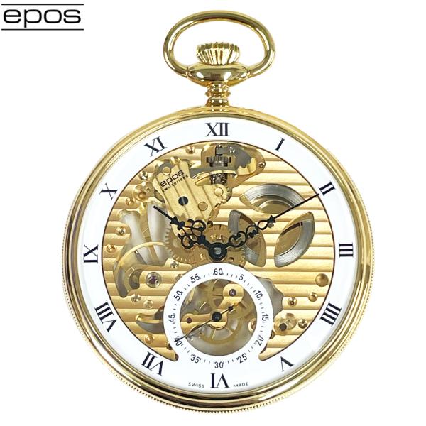 エポス 懐中時計  2121GPRN  裏スケルトン ローマン数字  ポケットウォッチ 手巻き  シ...
