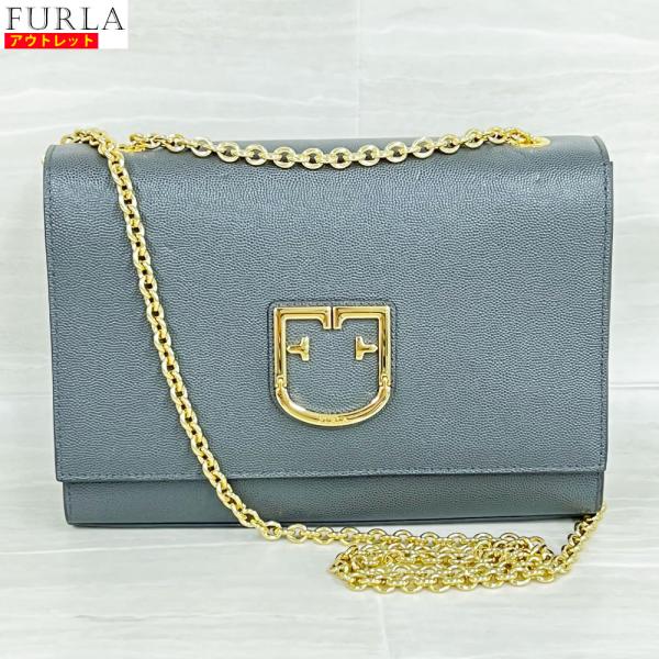 アウトレット！ FURLA フルラ 新品 ヴィヴァ ショルダーバッグ グレー レザー 本革 クロスボ...