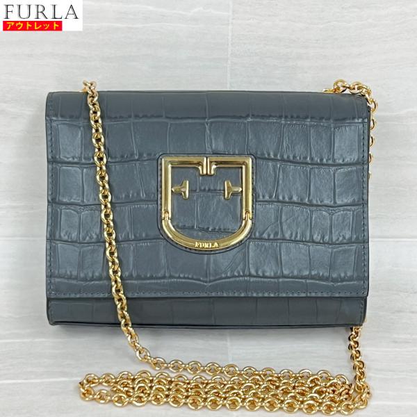 アウトレット！ FURLA フルラ 新品 BW03 ヴィヴァ ショルダーバッグ ダークグレー レザー...