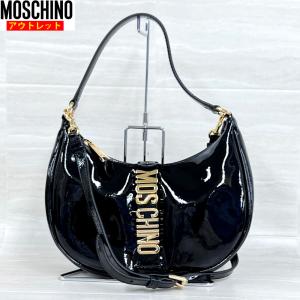 アウトレット！ MOSCHINO モスキーノ 新品 A7501 8004 ロゴ ベルト エナメル ショルダーバッグ ブラック イタリア製 送料無料 並行輸入品｜smart2003