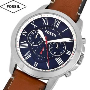FOSSIL フォッシル 腕時計 新品 アウトレット  GRANT グラント  FS5210 メンズ   ブルーダイヤル ブラウン革ベルト 並行輸入品｜smart2003