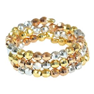 リング k18 2連調 5mm玉入り ミラーボール 18金 コイルリング カット