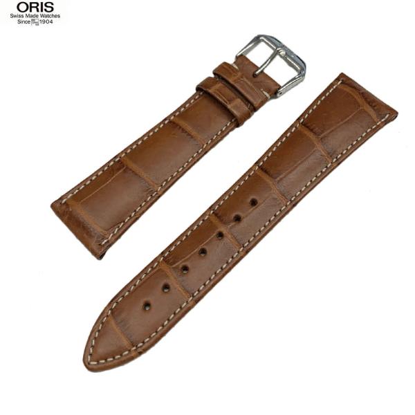 ORIS オリス 新品・純正ストラップ 22mm ブラウン クロコダイル クロコマット 純正ベルト ...