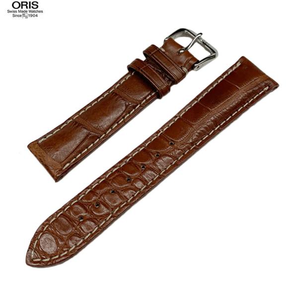 ORIS オリス 新品・純正ストラップ 18mm ブラウン クロコダイル クロコマット 純正ベルト ...