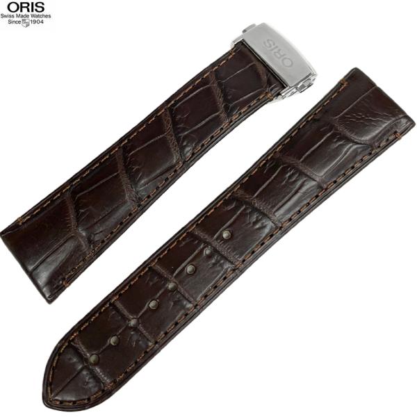 ORIS オリス 新品・純正ストラップ 22mm Dバックル付  クロコダイル クロコマット 純正ベ...
